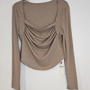 Women's 2-Piece Tan Long Sleeve Top and Long Skirt